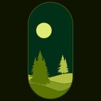 Green hill scenery minimalist decoration vector design with trees