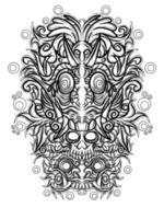 Hand drawn Balinese barong vector design coloring on white background