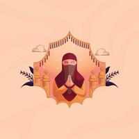 muslim woman illustration in flat style vector