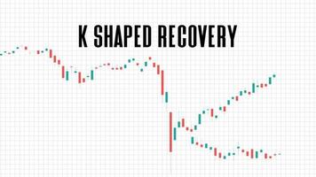 abstract background of k shaped recovery stock market on white background vector