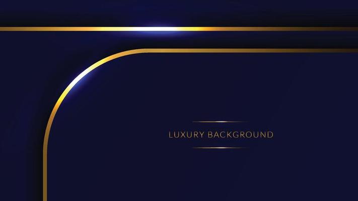 luxury background with blue shape and golden lines. blue premium background. vector illustration