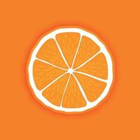 Vector fresh ripe round slice of orange fruit. Healthy food. Colorful citrus orange background.