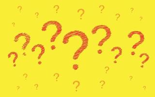 Question point symbol. Vector image in a cartoon style help. Quiz sign background red and yellow question mark