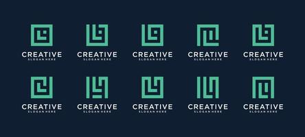 Set of letter L logo in square style vector