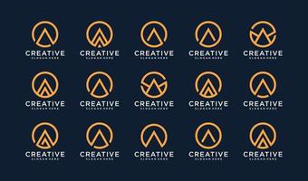 Set of letter A logo in circle style vector