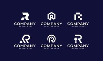 conjunto de colección de logotipos de letra r para consultoría, inicial, compañía financiera