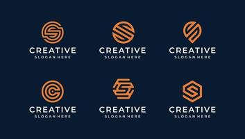 S monoline logo illustration vector graphic bundle design