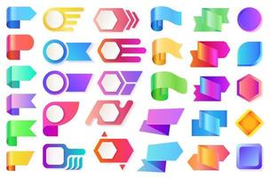 Abstract bullet points in different color gradient. Abstract geometric design elements, 3D rendering. Vector bullet marker set, infographic design elements.