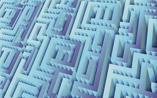 Blue maze illustration. Abstract labyrinth 3D rendering. Blue maze, abstract vector illustration