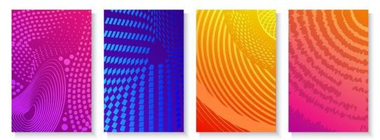 Abstract vector backgrounds with textures. Abstract cover design templates with geometric patterns, squares, dots, abstract waves.