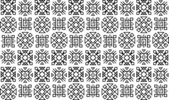 Seamless pattern with ethnic geometric design elements. Black thin line art ornaments, square patterns vector