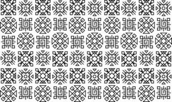 Seamless pattern with ethnic geometric design elements. Black thin line art ornaments, square patterns vector