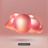 Nube de oro rosa 3d. estilo de renderizado de dibujos animados 3d vector