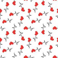Seamless pattern with heartbeat symbol vector