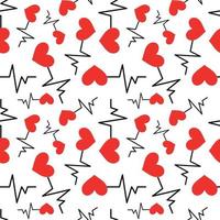 Seamless pattern with heart icon with heartbeat symbol