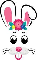 bunny masks with pink ears and flowers vector