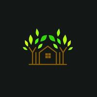 plantilla logotipo icono eco casa árbol vector