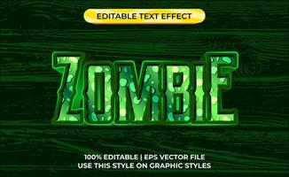 zombie 3d text effect with scary and horror theme. typography template for zombie tittle game or film. vector