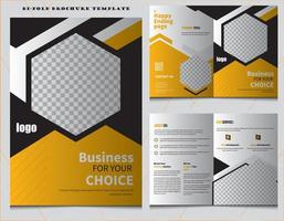 Bifold Brochure Template, Corporate Bi Fold Brochure Template with Yellow and Dark Vector Accents, Booklet Cover design, Business Brochure Template, minimal design, pamphlet, circular, prospectus,