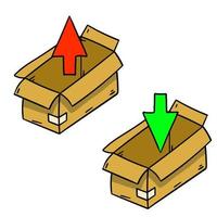 Open box. Set of cardboard containers. vector