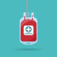 Blood bag on white background. Donation, transfusion in medicine laboratory concept. Save patient life. Vector design