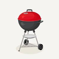 Portable round barbecue. BBQ device for picnic, family party. Barbeque icon. Cookout event concept. Vector design