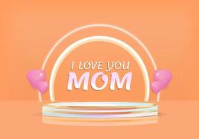 Orange banner background with a minimum 3d ornament, suitable for Mother's Day. vector