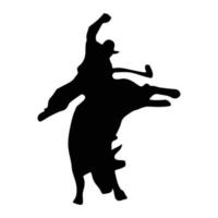 bull riding silhouette art vector