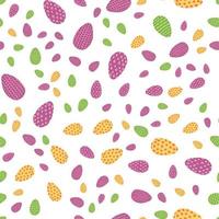 Easter egg seamless pattern in cartoon flat style. Vector illustration of spring holiday colorful background.