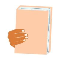 Hands with book in cartoon flat style. Concept of World book day, studying, learning . Vector illustration of open dictionary, encyclopedias, planner