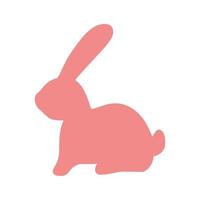 Rabbit silhouette in cartoon flat style. Cute Easter bunny isolated on white background. vector