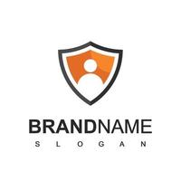 Security Logo Design Template, People And Shield Symbol vector