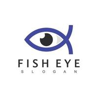 logotipo de ojo de pez, símbolo óptico y de cuidado de los ojos vector