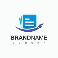 Book And pen Logo Design Template vector