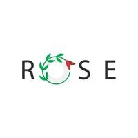 Rose Typography Logo With O Initial Symbol vector