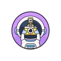 set of cute astronaut photography holding camera vector