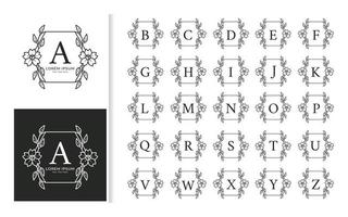 conjunto de alfabeto de logotipo de monograma de boda de lujo decorativo vector