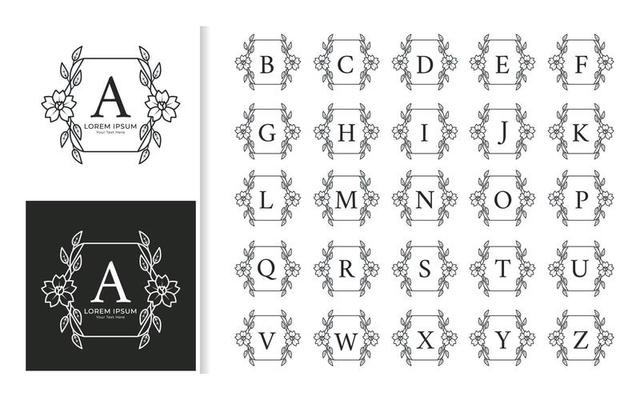 Decorative luxury wedding monogram logo alphabet set