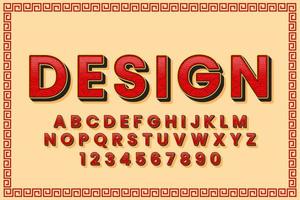 decorative Font and Alphabet with chinese patterns vector