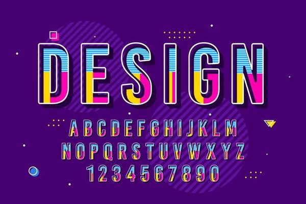 decorative memphis  Font and Alphabet vector