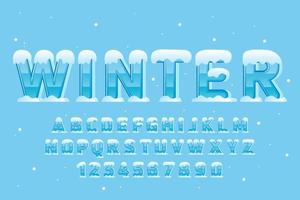 decorative winter with snow Font and Alphabet
