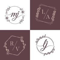 vector de alfabeto de logotipo de boda de lujo decorativo