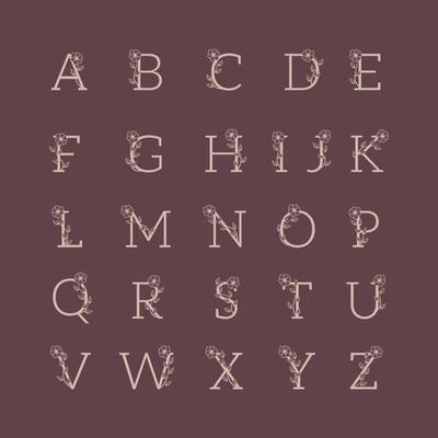 Decorative luxury wedding logo alphabet set vector