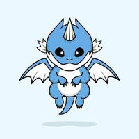 lindo pequeño bebé dragón personaje volador vector