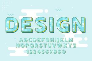 decorative memphis Font and Alphabet with patterns vector