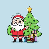 feliz navidad ilustración con lindo santa claus vector