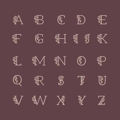 Decorative luxury wedding logo alphabet set vector