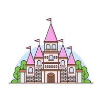 cute colorful castle landscape with trees vector