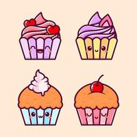 muffin and cupcake in cute style vector