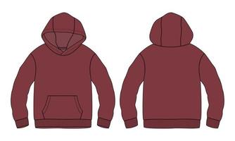 Long sleeve hoodie vector illustration  Red color template.